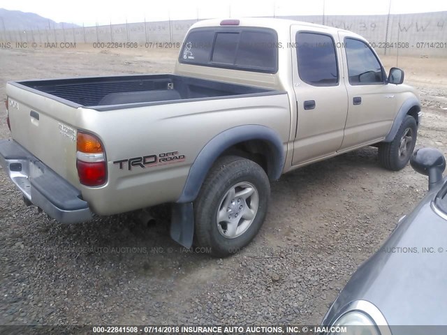 5TEGN92N92Z139401 - 2002 TOYOTA TACOMA DOUBLE CAB PRERUNNER TAN photo 4