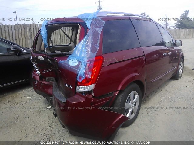 5N1BV28U27N105340 - 2007 NISSAN QUEST S/SE/SL RED photo 4