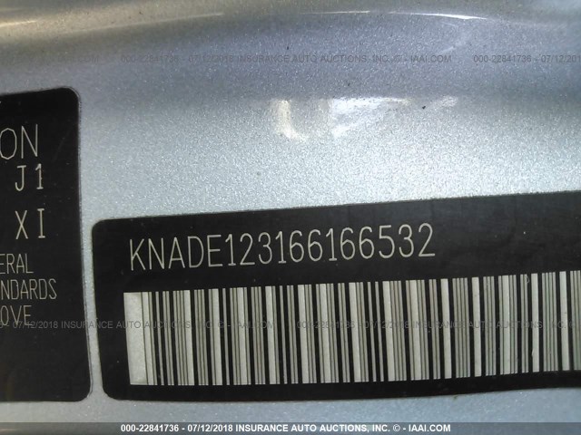 KNADE123166166532 - 2006 KIA RIO Light Blue photo 9