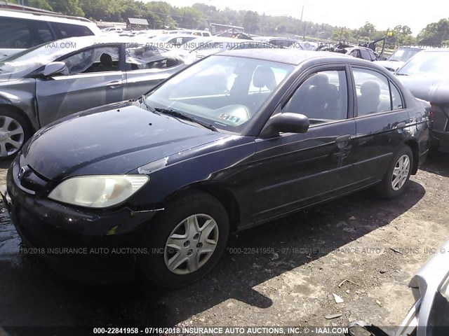 1HGES16385L018048 - 2005 HONDA CIVIC DX VP BLACK photo 2