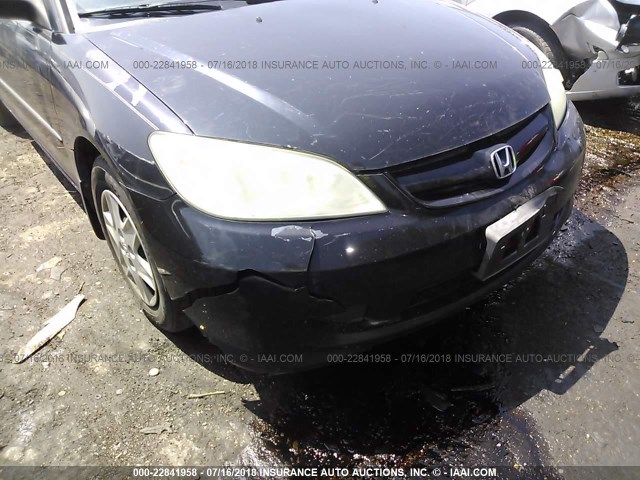 1HGES16385L018048 - 2005 HONDA CIVIC DX VP BLACK photo 6