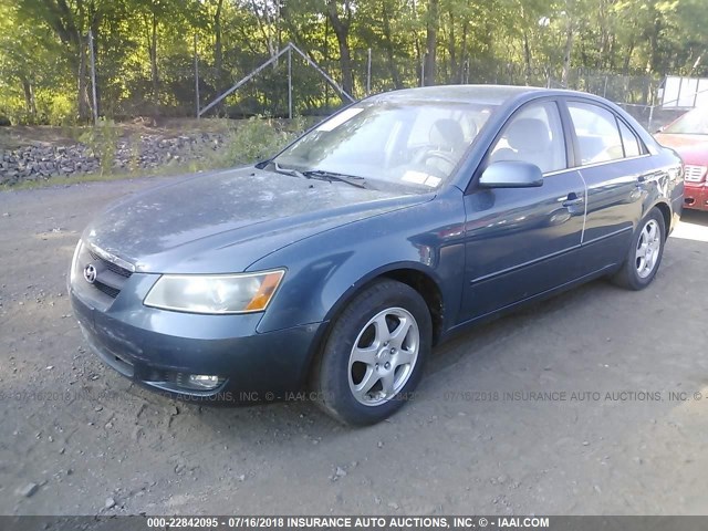 5NPEU46CX6H170963 - 2006 HYUNDAI SONATA GLS/LX BLUE photo 2