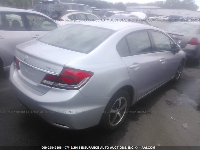 19XFB2F72FE089655 - 2015 HONDA CIVIC SE SILVER photo 4