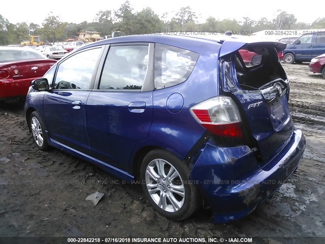 JHMGE88469S018170 - 2009 HONDA FIT SPORT BLUE photo 3