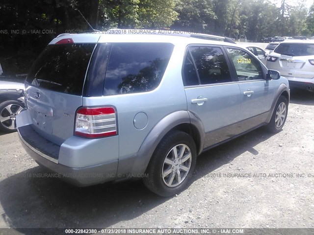 1FMDK02W88GA40564 - 2008 FORD TAURUS X SEL BLUE photo 4