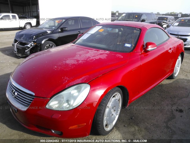 JTHFN48YX20022649 - 2002 LEXUS SC 430 RED photo 2