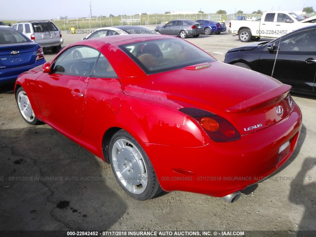 JTHFN48YX20022649 - 2002 LEXUS SC 430 RED photo 3