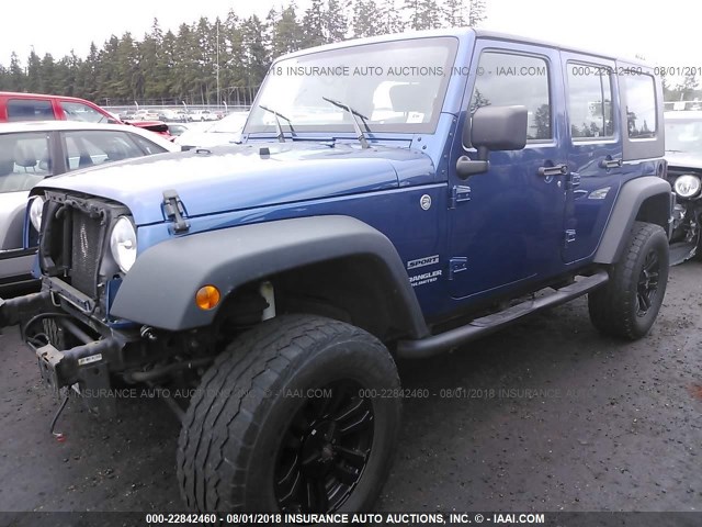 1J4BA3H13AL163773 - 2010 JEEP WRANGLER UNLIMITE SPORT BLUE photo 2