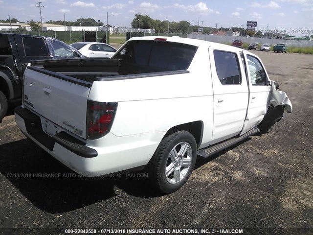 5FPYK1F55EB012067 - 2014 HONDA RIDGELINE RTL WHITE photo 4