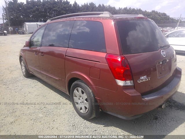 5N1BV28U25N117422 - 2005 NISSAN QUEST S/SE/SL MAROON photo 3