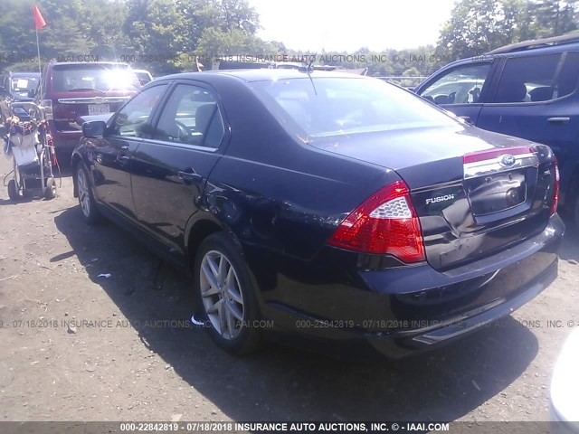 3FAHP0JA3CR134016 - 2012 FORD FUSION SEL BLACK photo 3