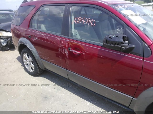 1FMDK02117GA34298 - 2007 FORD FREESTYLE SEL RED photo 6