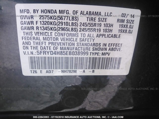 5FRYD4H85EB038999 - 2014 ACURA MDX ADVANCE 灰色 照片 9