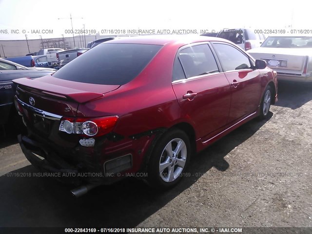 5YFBU4EE4CP064612 - 2012 TOYOTA COROLLA S/LE RED photo 4