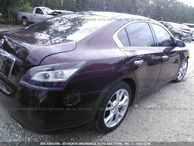 1N4AA5APXEC440829 - 2014 NISSAN MAXIMA S/SV BURGUNDY photo 4