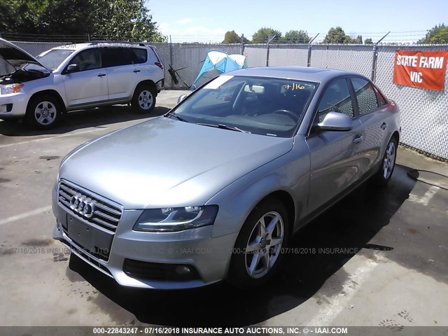 WAULF78K49A096620 - 2009 AUDI A4 2.0T QUATTRO SILVER photo 2