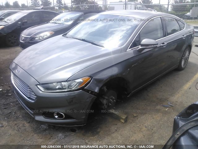 3FA6P0K94DR309483 - 2013 FORD FUSION TITANIUM GRAY photo 2