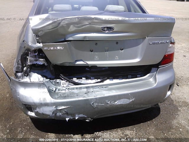 4S3BL616697218275 - 2009 SUBARU LEGACY 2.5I SILVER photo 6