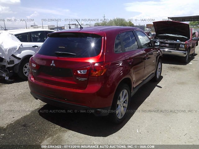 4A4AP3AU5EE014689 - 2014 MITSUBISHI OUTLANDER SPORT ES BURGUNDY photo 4