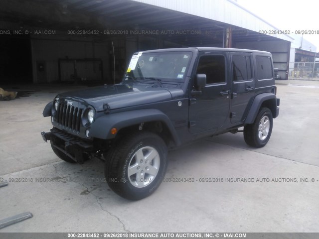 1C4BJWDG5GL309827 - 2016 JEEP WRANGLER UNLIMITE SPORT GRAY photo 2