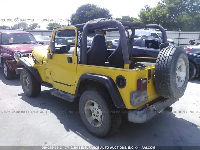 1J4FA49SX1P303728 - 2001 JEEP WRANGLER / TJ SPORT YELLOW photo 3