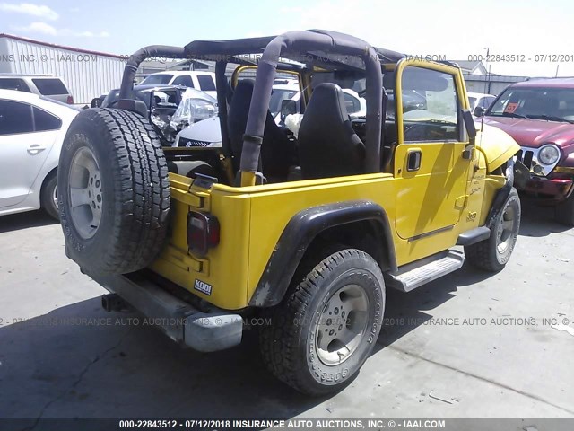 1J4FA49SX1P303728 - 2001 JEEP WRANGLER / TJ SPORT YELLOW photo 4