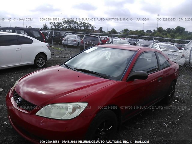 1HGEM211X4L077445 - 2004 HONDA CIVIC DX VP RED photo 2