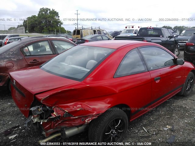 1HGEM211X4L077445 - 2004 HONDA CIVIC DX VP RED photo 4