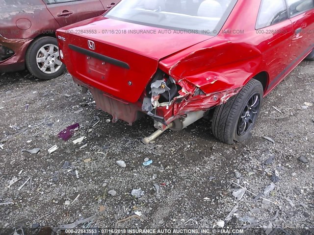 1HGEM211X4L077445 - 2004 HONDA CIVIC DX VP RED photo 6