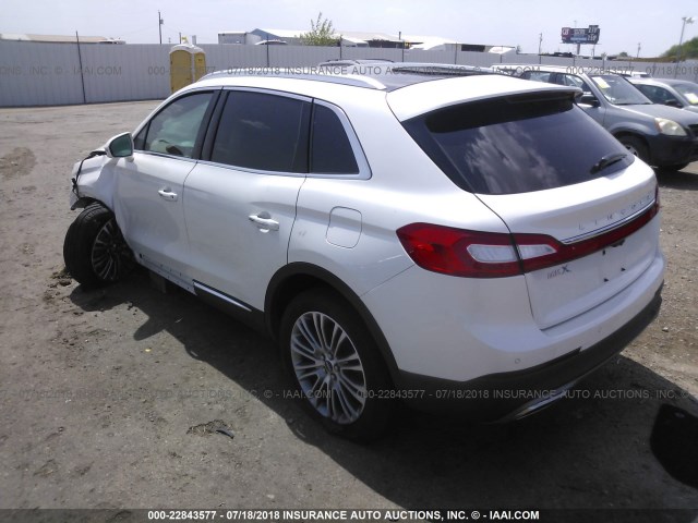 2LMPJ6LR3GBL38767 - 2016 LINCOLN MKX RESERVE WHITE photo 3