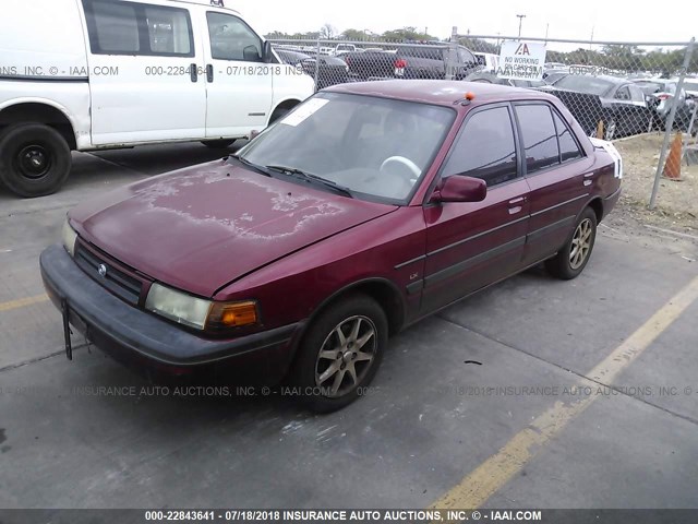 JM1BG2269P0566881 - 1993 MAZDA PROTEGE LX RED photo 2