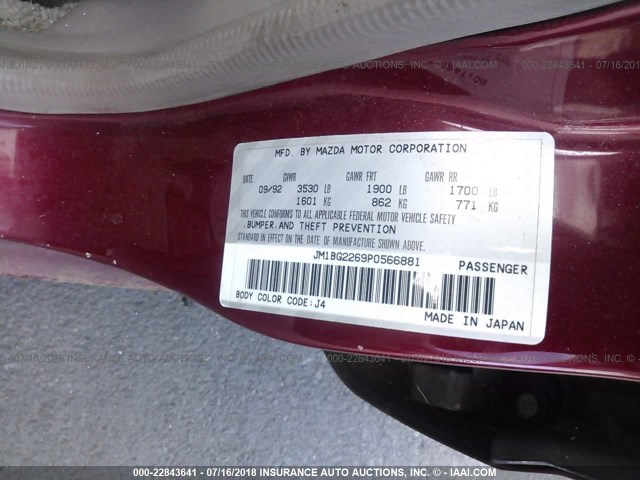 JM1BG2269P0566881 - 1993 MAZDA PROTEGE LX RED photo 9