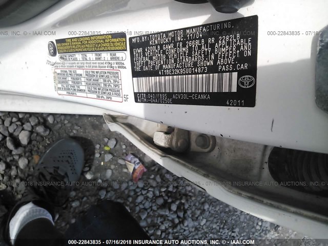4T1BE32K95U014873 - 2005 TOYOTA CAMRY LE/XLE/SE Ağ foto 9