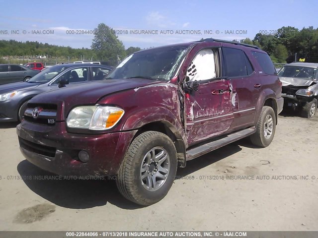 5TDBT44A06S270779 - 2006 TOYOTA SEQUOIA SR5 MAROON photo 2