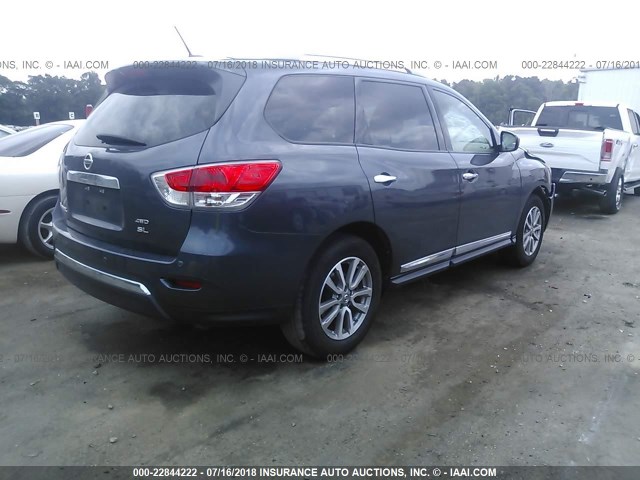 5N1AR2MM1EC676154 - 2014 NISSAN PATHFINDER S/SV/SL/PLATINUM GRAY photo 4