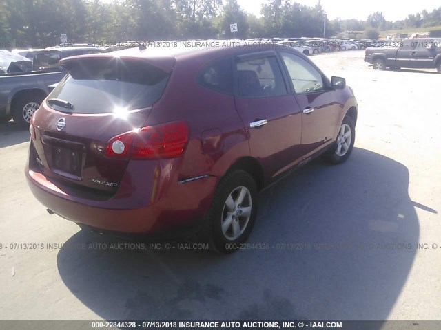 JN8AS5MV1AW130339 - 2010 NISSAN ROGUE S/SL/KROM RED photo 4