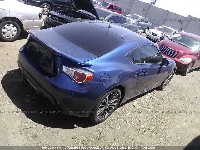 JF1ZNAA10E8710147 - 2014 TOYOTA SCION FR-S BLUE photo 4