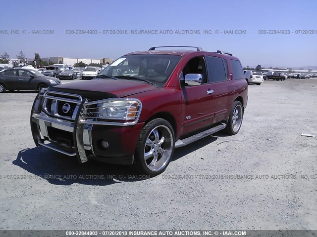 5N1AA08B45N704246 - 2005 NISSAN ARMADA SE/LE RED photo 2