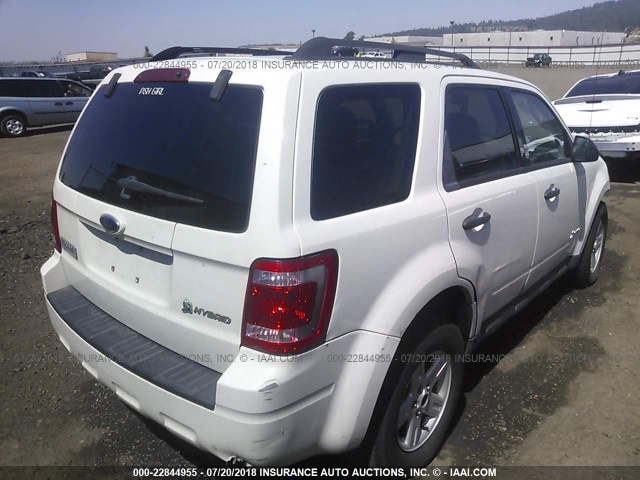 1FMCU59369KA10041 - 2009 FORD ESCAPE HYBRID WHITE photo 4