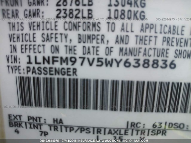 1LNFM97V5WY638836 - 1998 LINCOLN CONTINENTAL  Braun Foto 9