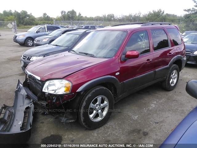 4F2YZ96145KM64563 - 2005 MAZDA TRIBUTE S RED photo 2