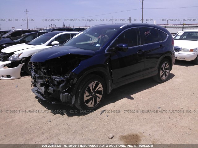 5J6RM3H96GL015556 - 2016 HONDA CR-V TOURING Dark Blue photo 2