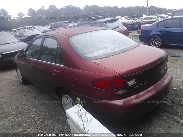 1FAFP10P6WW166706 - 1998 FORD ESCORT LX RED photo 3