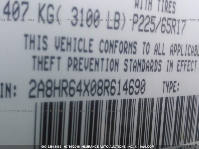 2A8HR64X08R614690 - 2008 CHRYSLER TOWN & COUNTRY LIMITED SILVER photo 9