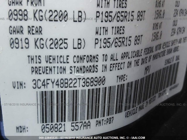 3C4FY48B22T368900 - 2002 CHRYSLER PT CRUISER CLASSIC 海军蓝 照片 9