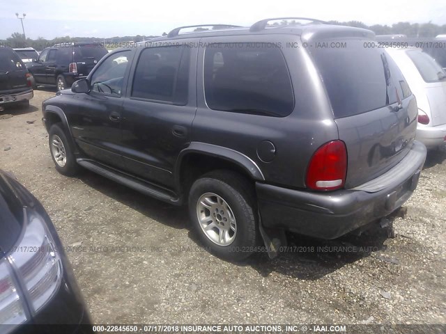 1D4HS48N23F552768 - 2003 DODGE DURANGO SLT GRAY photo 3