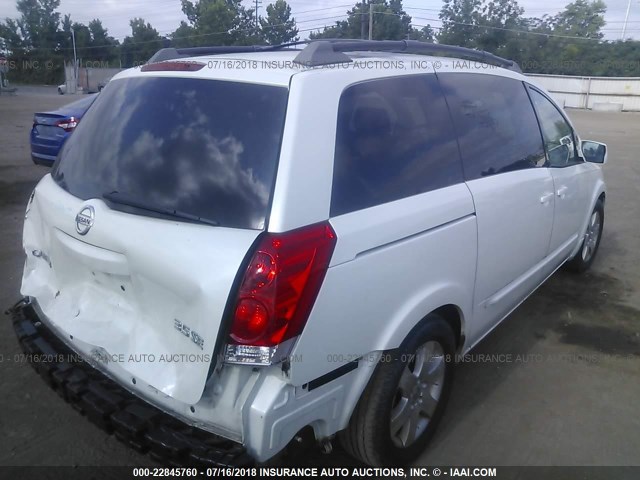 5N1BV28U25N128582 - 2005 NISSAN QUEST S/SE/SL WHITE photo 4