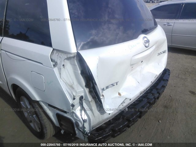 5N1BV28U25N128582 - 2005 NISSAN QUEST S/SE/SL WHITE photo 6