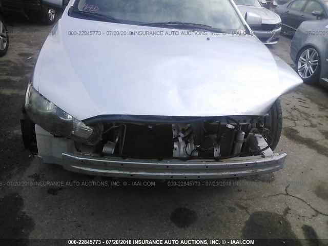 JA32U2FU3AU005172 - 2010 MITSUBISHI LANCER ES/ES SPORT SILVER photo 6