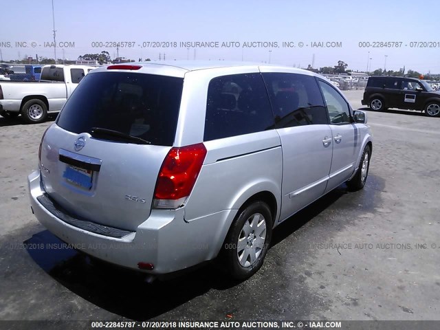 5N1BV28U44N323842 - 2004 NISSAN QUEST S/SE/SL SILVER photo 4